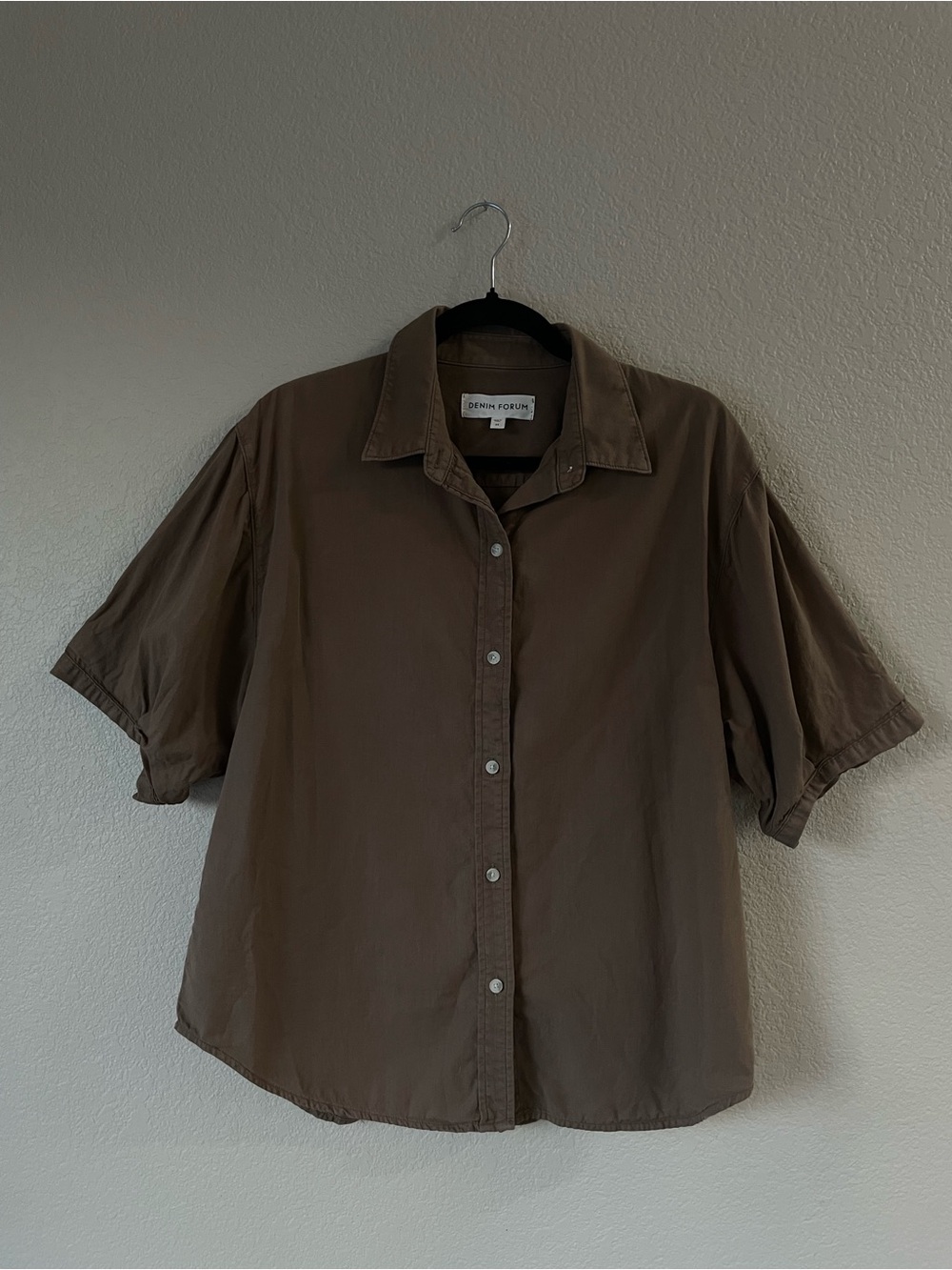 Aritzia Denim Forum 100% Cotton Oversized Short Sleeve Button Up Olive Drab M